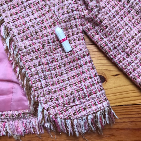 Aqua Pink Tweed Fringe Jacket, EUC, S - Picture 7 of 14